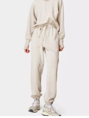 Sweaty Betty Sand Wash Soft Casual Cuffed Jogger, Studio White, size 10